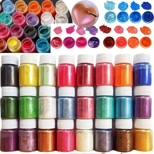 4/8/12/20/24 sztuk Mica Poweder dla majsterkowiczów żywica epoksydowa barwnik perłowy Pigment żywica formy Craft pigmenty perłowy proszek żywica Pigment