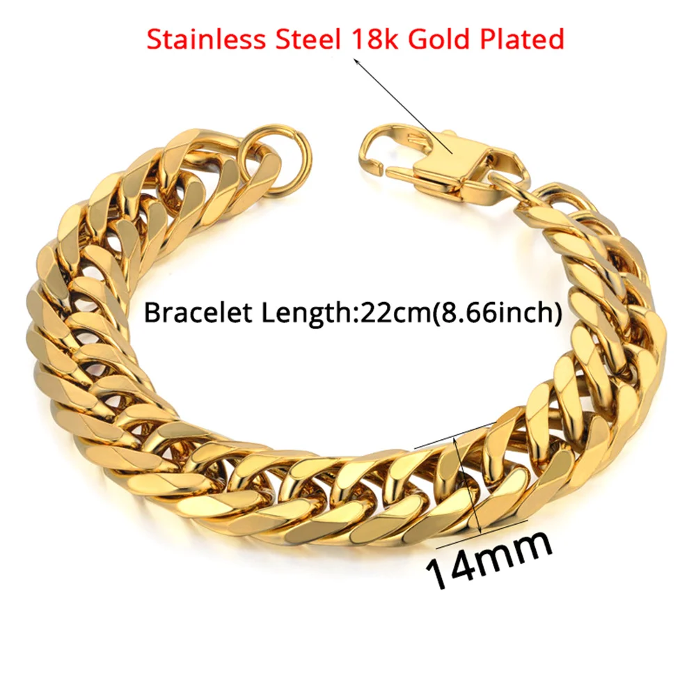 5 Style Men Bracelet 316L Stainless Steel Gold Silver Color Curb Cuban Link Chain Bracelet for Male Hiphop Trendy Jewelry Gift