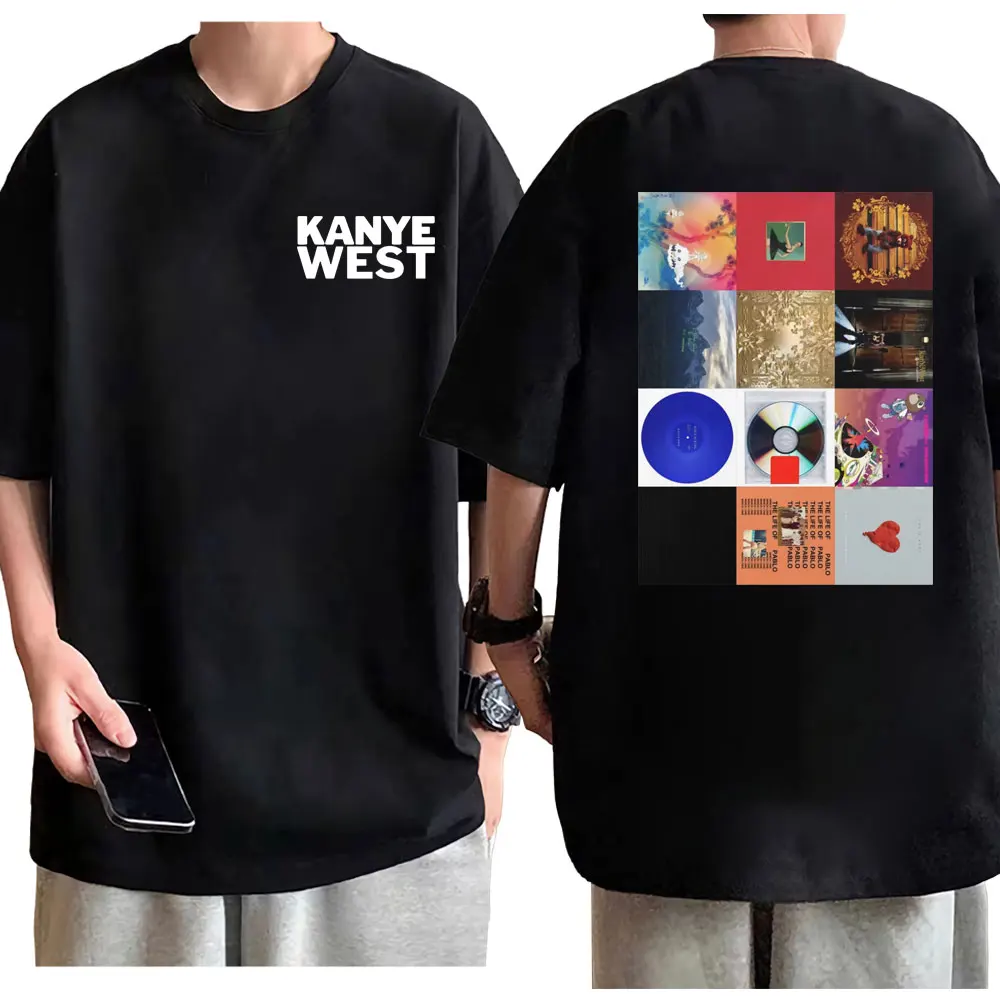 

Rapper Kanye West Double Sided Print T-shirt Summer Trend Hip Hop Short Sleeve T Shirt Men Women Fashion Casual Loose T-shirts