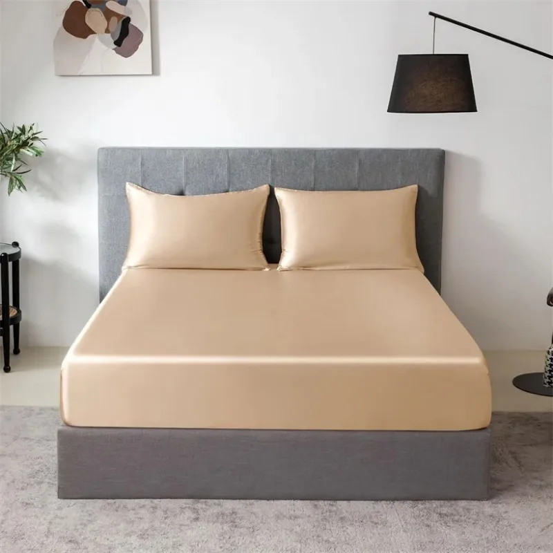 

Набор из 3 простыней из 100% тутового шелка с 1 простынями и 2 наволочками, наматрасник для двойного размера King Queen Size