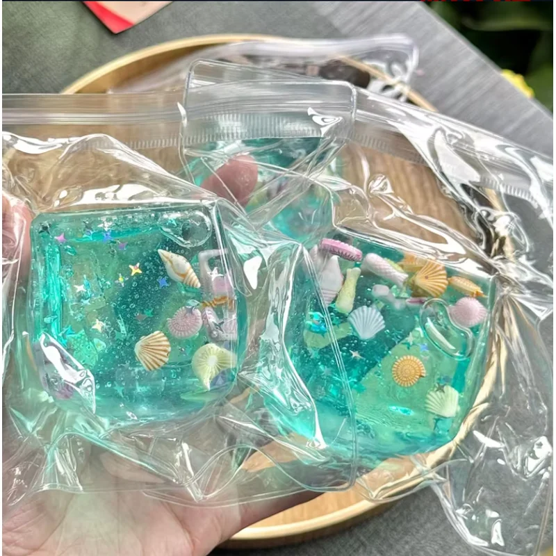 2025 Taba Squshy Stressbal 3D Blauwe Oceaan Shell Appel Maltose Kubus Squishy Zintuiglijke Snoepbal Decoratie Verjaardagscadeau