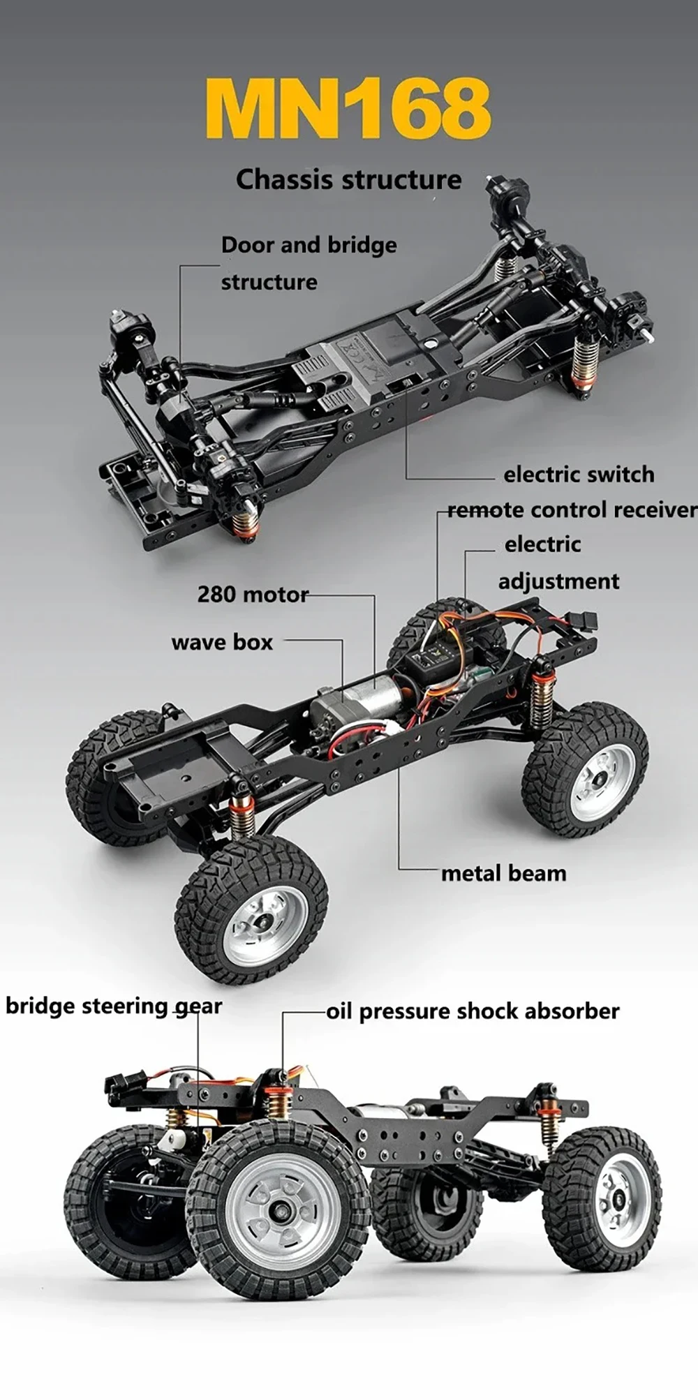 MN168 RC سيارة MN نموذج RTR 1:12 4WD 2.4G سيارة التحكم عن بعد على الطرق الوعرة تسلق مركبة مصباح ليد 60 دقيقة العمل RC سيارة لعبة كهدية