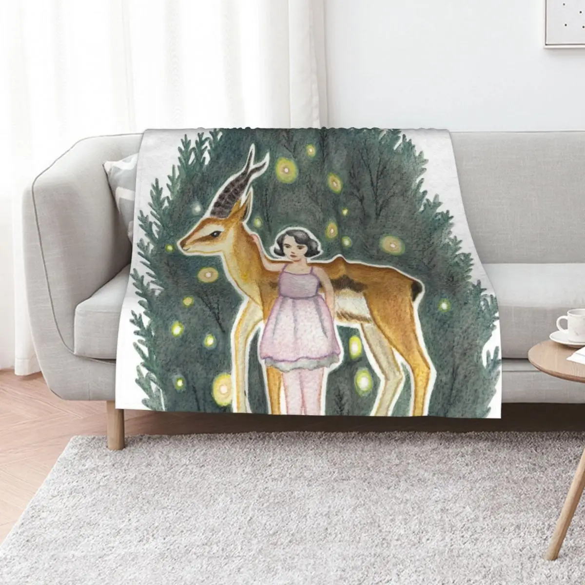 

Girl and Gazelle Throw Blanket Camping anime Fashion Sofas Personalized Gift Blankets