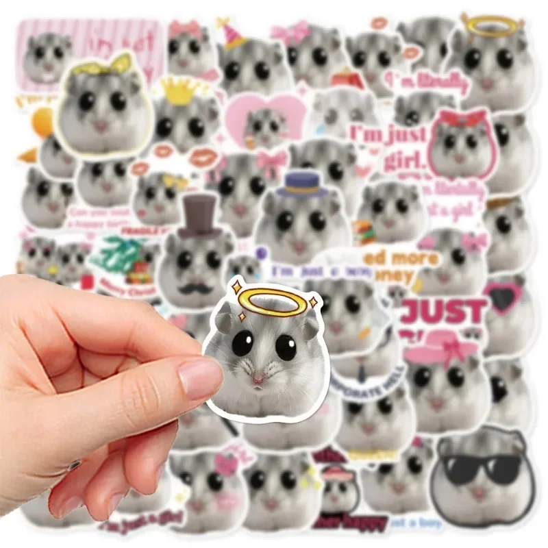 10/50Pcs Sad Hamster Meme I'm Just A Girl Cute Stickers Aesthetic Phone Notebook Suitcase Laptop Fridge Cartoon Animals Sticker