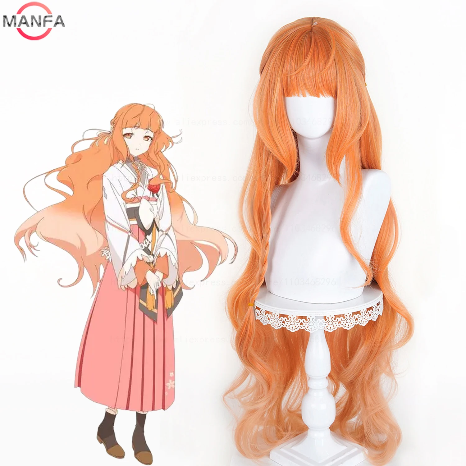 

Kayo Hinagiku Cosplay Wig Anime Dance of Spring orange Cosplay Heat Resistant Synthetic Anime Wigs + Wig Cap