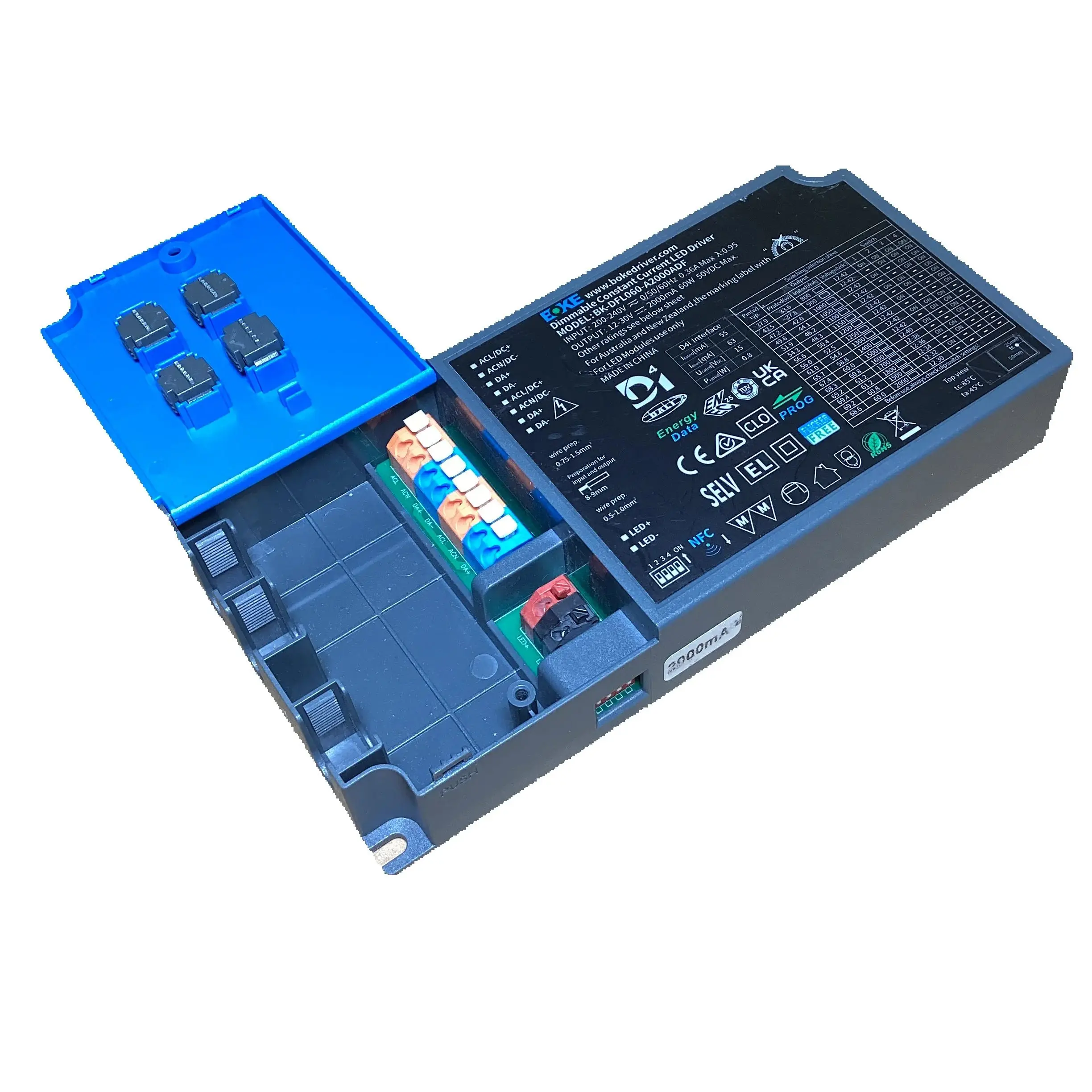 DALI-2 DT6+D4i Dimming 60W Dimmable Driver EnergyData Function 16-level Current Output 800-2000mA ErP NFC
