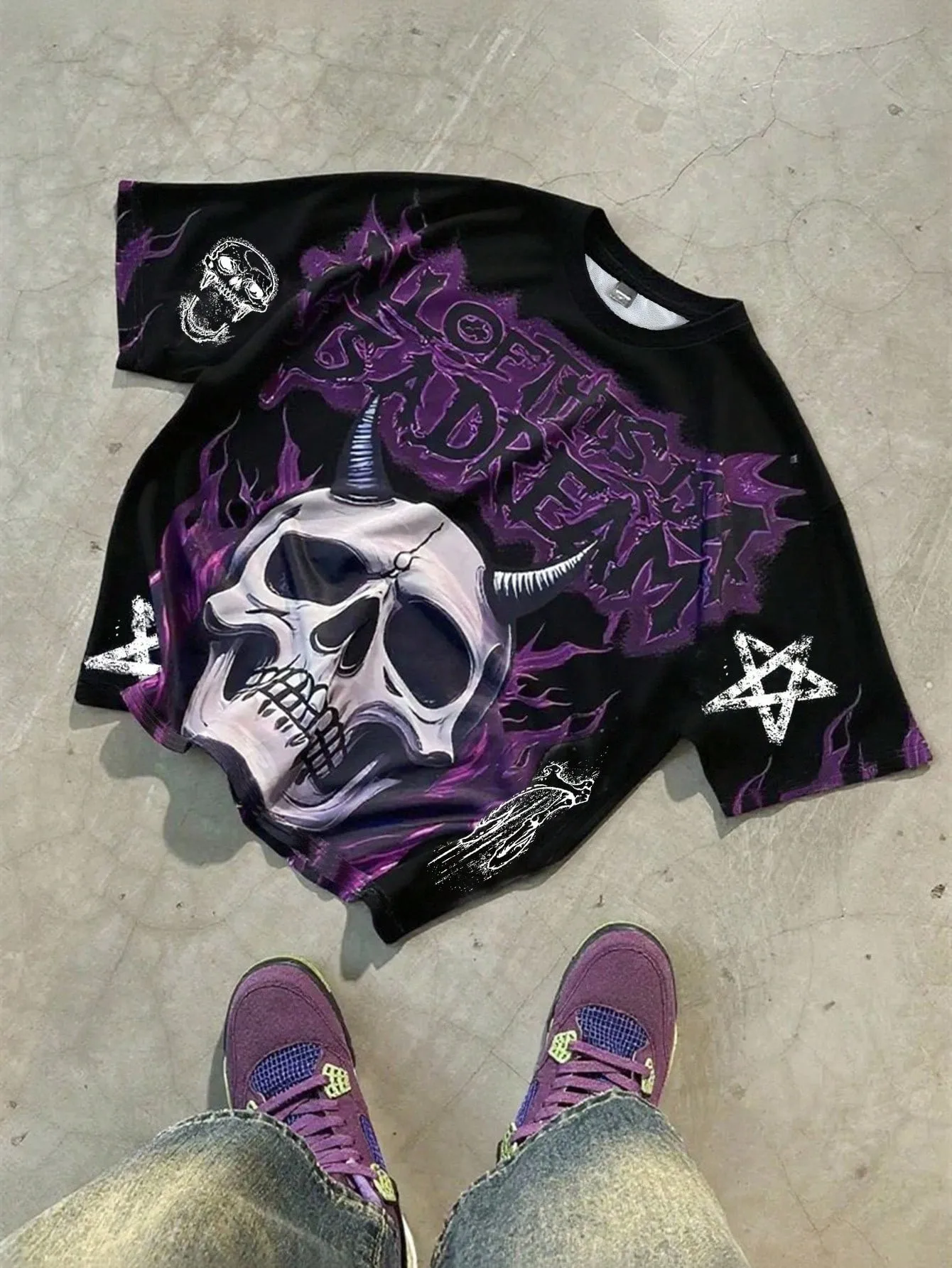 T-shirt Homme Été 2026 à Motif Crâne Respirant et Léger Style Hip-Hop Décontracté pour le Roller