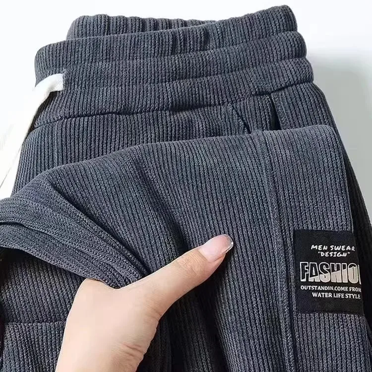 Thiened Fce سروال قصير للرجال الخريف الشتاء عادية فضفاض صالح بنطلون للعمل مطاطا Waisand بنطلون طويل