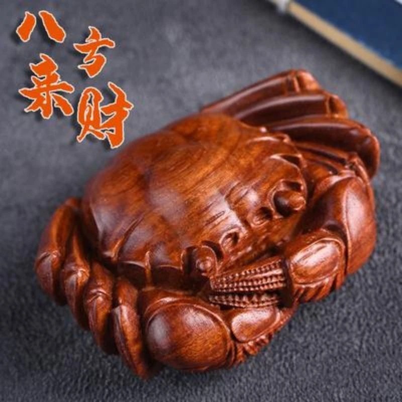 Huanghuali carving lucky crab hand handle piece Bafanglai Cai Wenwan men's wood carving pendant