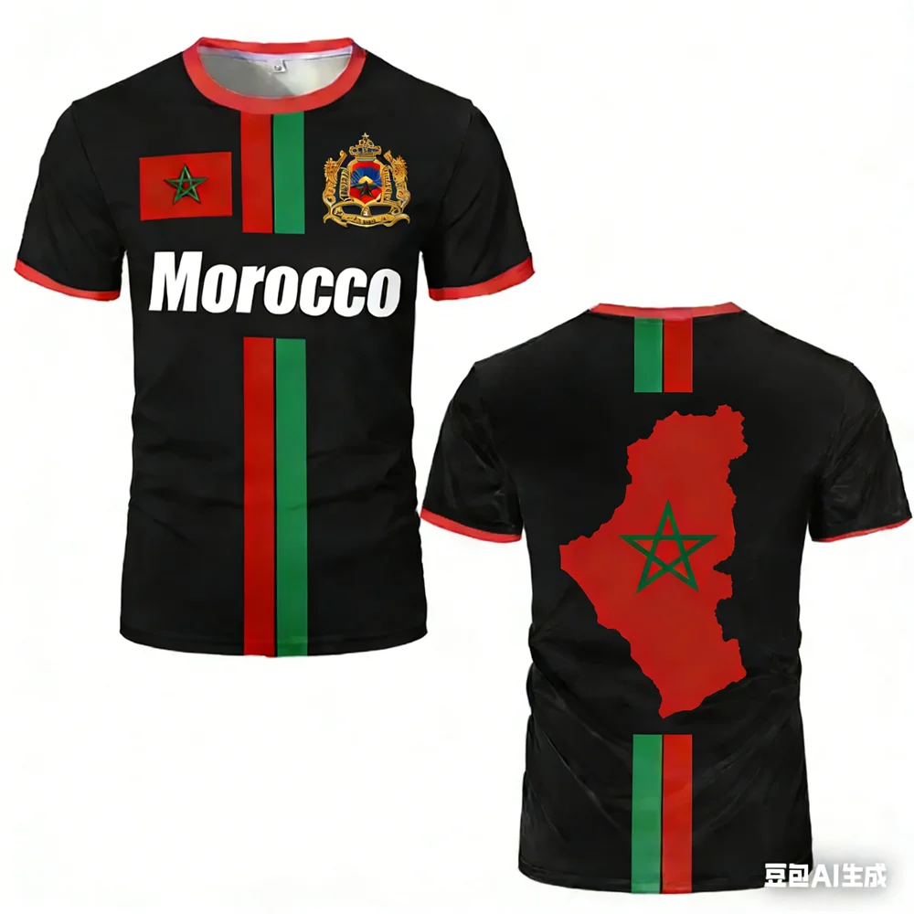 Morocco 3D Print Soccer Jersey Cloth Men T Shirt Women Tee Boys Top Children Parent Child Quick Dry Short Sleeves Kids Tshirt