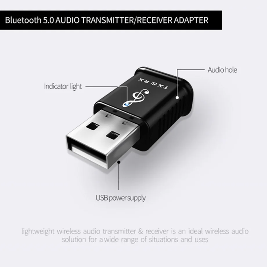 Grwibeou 2 in 1 Bluetooth 5.0 Transmitter Receiver Mini 3.5mm AUX Stereo Wireless Bluetooth Adapter For Wireless Earphone TV MP3