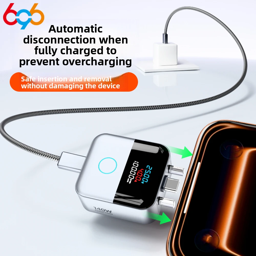 140W Fast Charge Safety Upgrade Smart Full Charge Separator Charging Adapter Overcharge Protection Auto Power-off For Devices