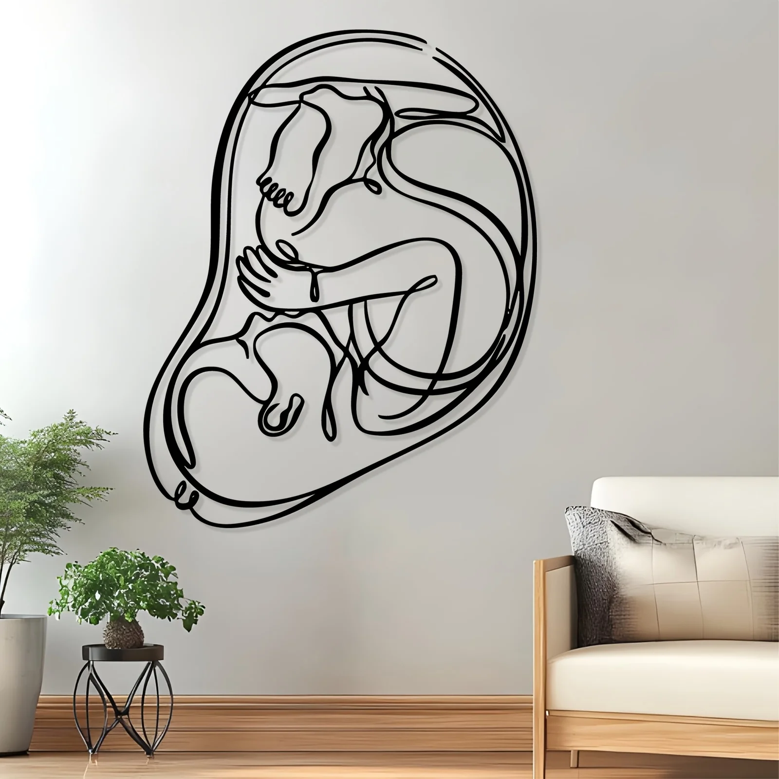1pc Embryo Metal Wall Art,Delicate Embryo Silhouette Metal Mural, Ideal Gift for Baby Shower New Year & Life Science Enthusiasts