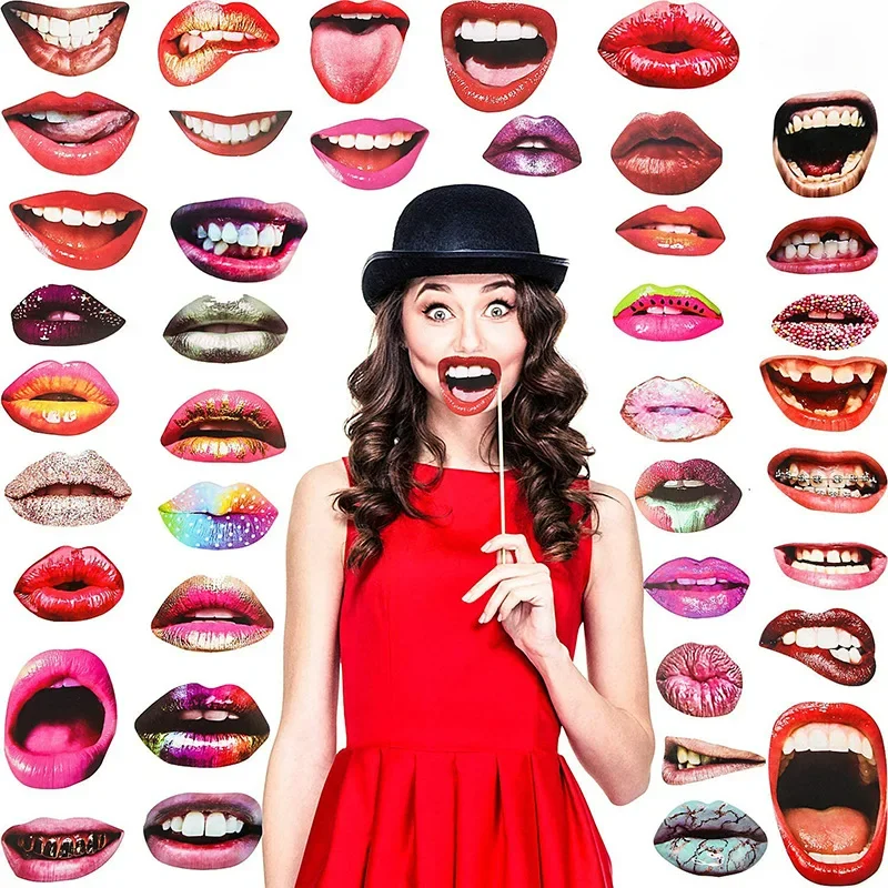 20PCS/Set Adult Funny Lip Mouth DIY Photobooth Props Wedding Decoration DIY Photo Booth Birthday Party Wedding Decorations