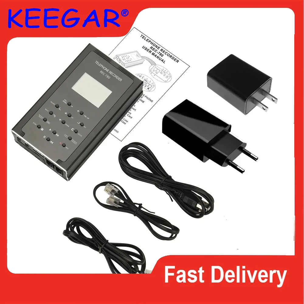 

Digital Loop-Recording Landline Phone Call Recorder Device Call Monitor LCD Display Telephone Line Recorder External Speaker