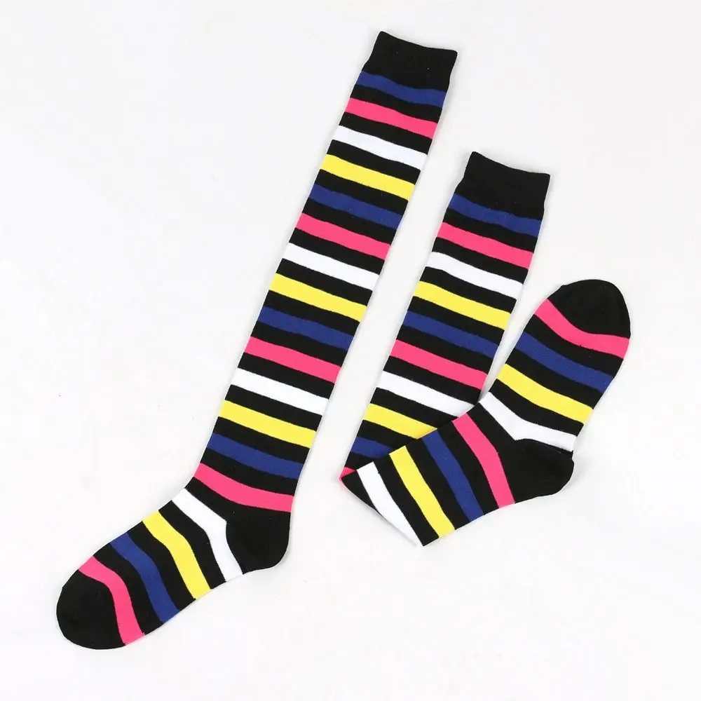 Colorful Rainbow Striped Stockings Cute Warmer Striped Long Socks Durable Overknee Knee Thigh High Socks Halloween Party