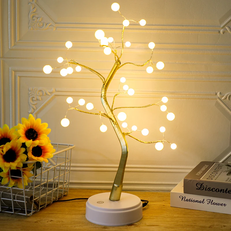 Tree LED Christmas Night Light Mini Copper Wire Garland Lamp For Kids Home Bedroom Decoration Decor Fairy Light Holiday light