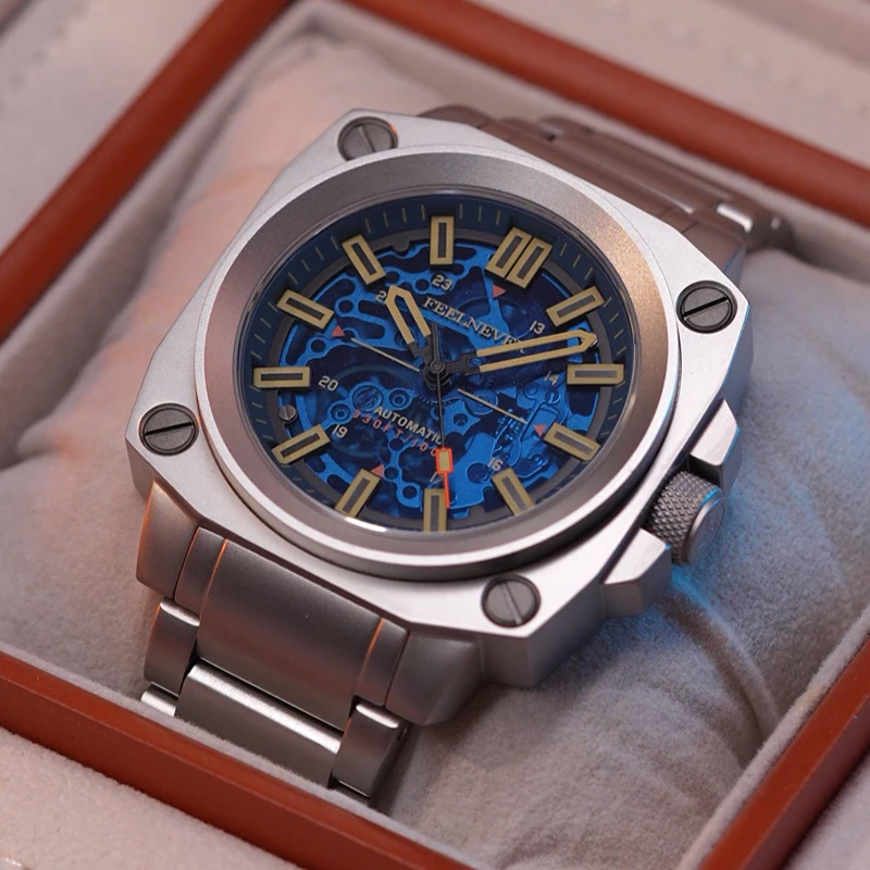 FEELNEVER New Mechanical Watches Men Fashion Stainless Steel Luxury Mens Watch Waterproof Luminous Automatic Wristwatches Reloj view 2