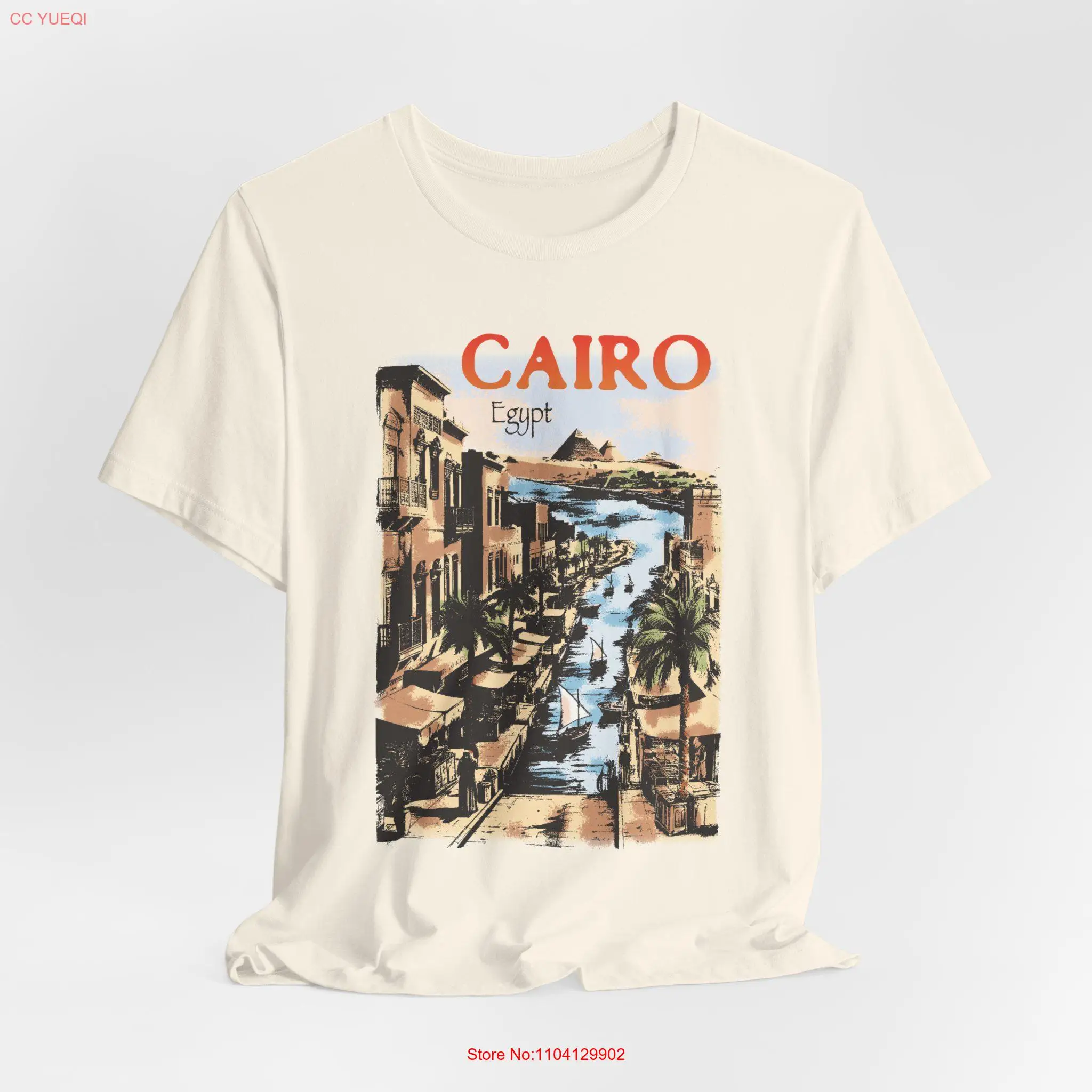 

Футболка Cairo EgypT Travel в винтажном стиле для нее с длинными или короткими рукавами