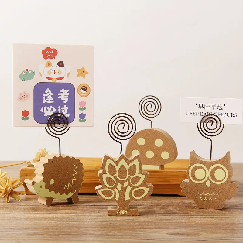 Cute Wooden Owl, Hedgehog, Animal Message Holder, Note Holder, Photo Holder, Big Tree Mushroom  Business Card Holder