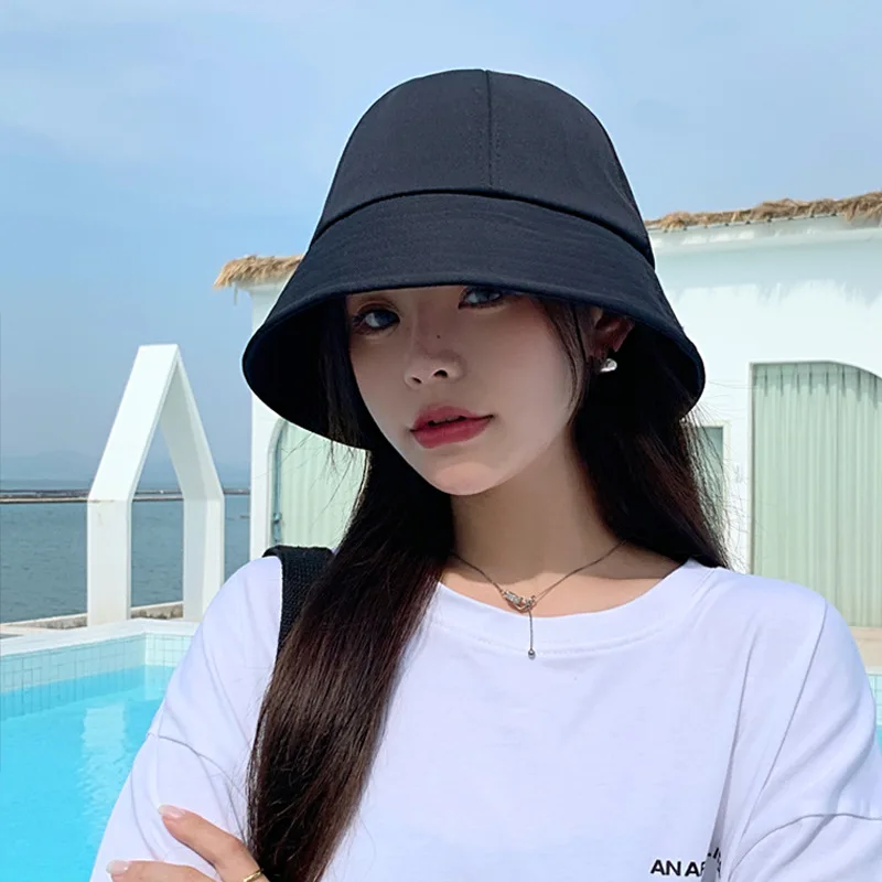 2023 Korean Spring Autumn Women's Japanese-Style and Internet-Famous Ins Pure Color All-Matching Bucket Hat Summer