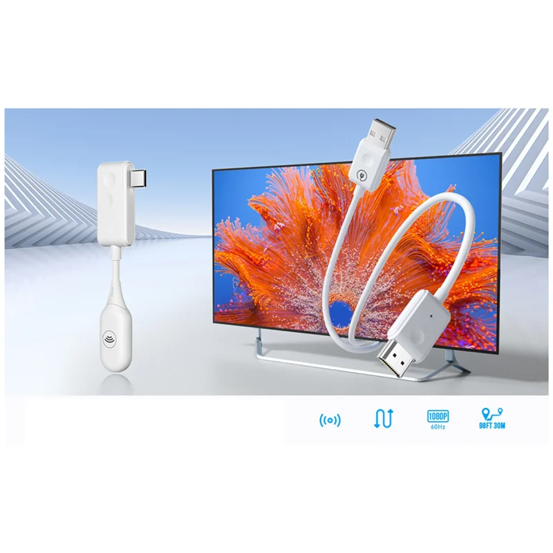 AS95--Compatible Wireless Transmitter Receiver Extender Kit 1080P@60HZ 50M Wireless Display Dongle For TV Camera, Easy To Us