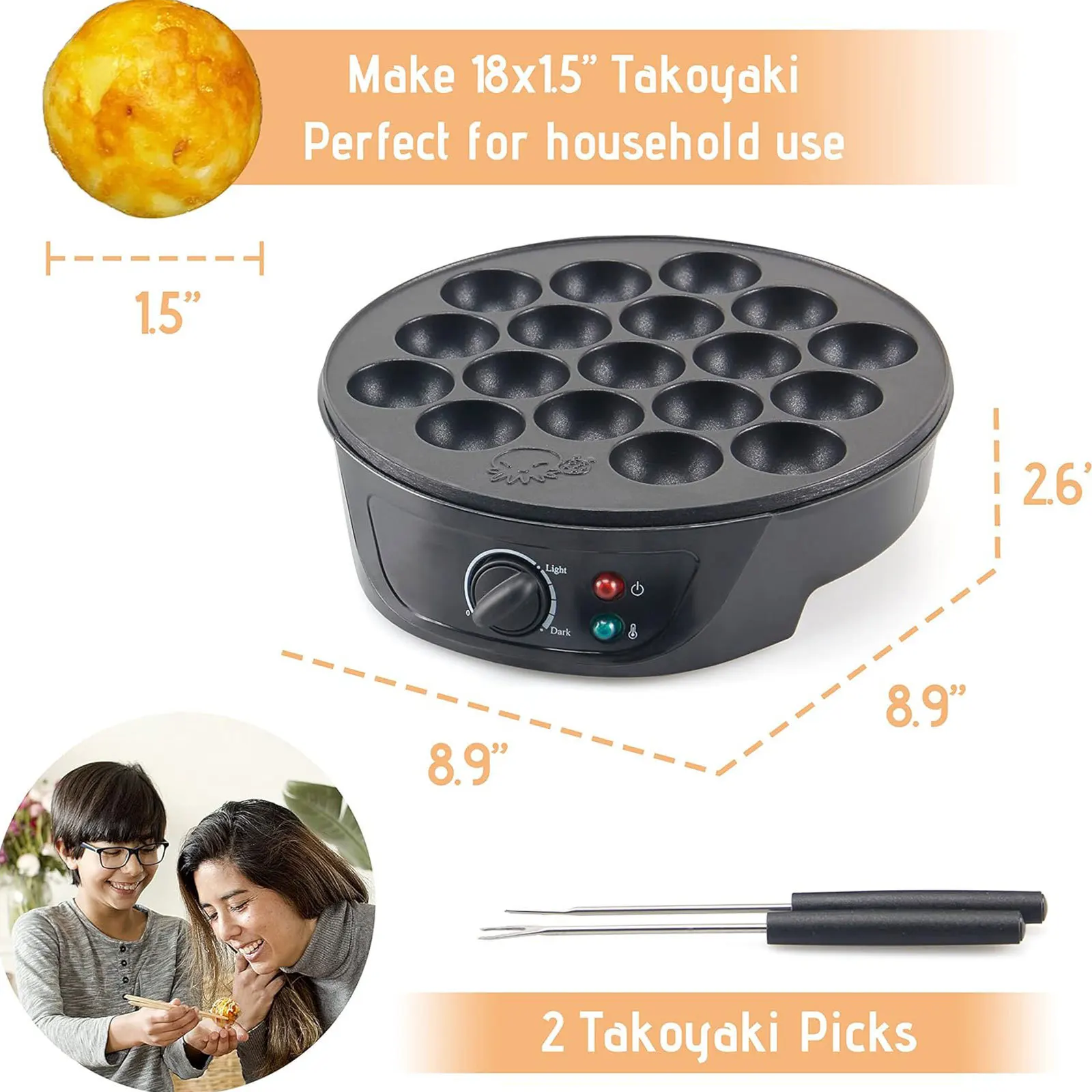 

Commercial 18 Holes Takoyaki Maker Electric Fish Ball Shrimp Ball Machine Multi-function Egg Waffle Maker with Timer