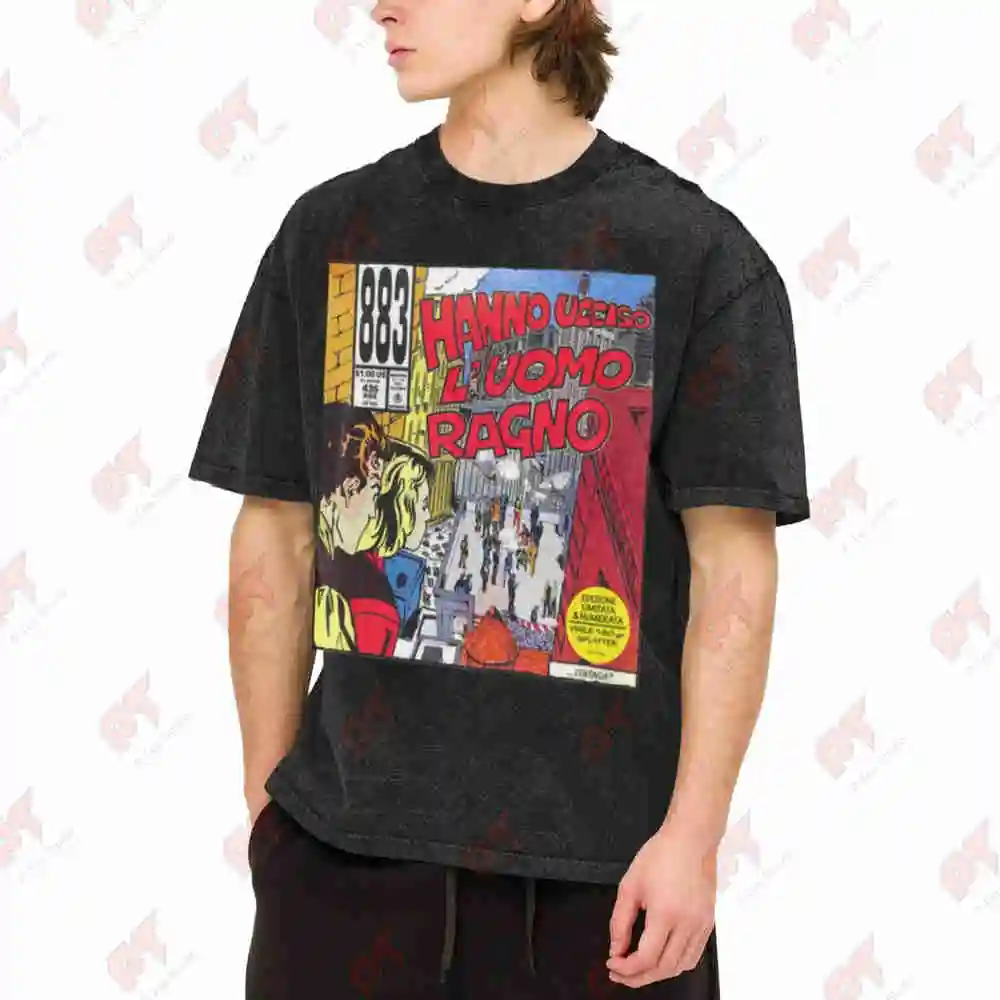 883 Italian Comic Magazine 80s 90s Vintage Washed Tee Pure Cotton T-Shirt
