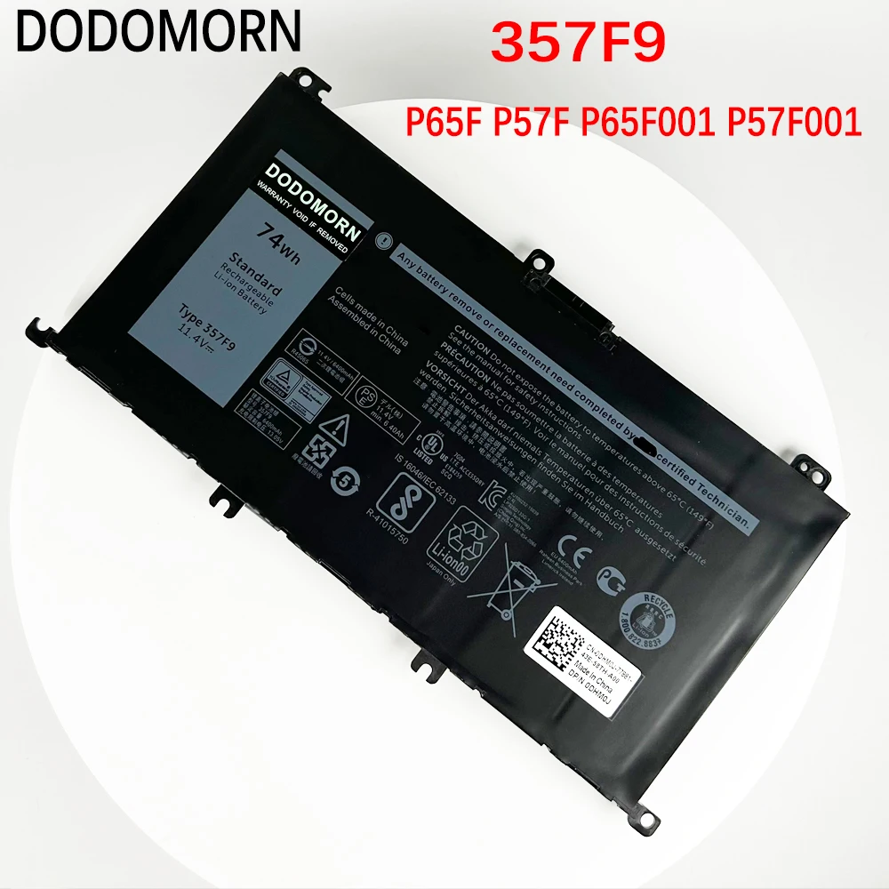 DODOMOR-Batterie 357F9 pour DELL Inspiron 15 Gaming, 5576, 5577, 7566, 7567, 7000, 7557, 7559, P57F, P65F, 15, 7000 Series, P65F001, P57F001