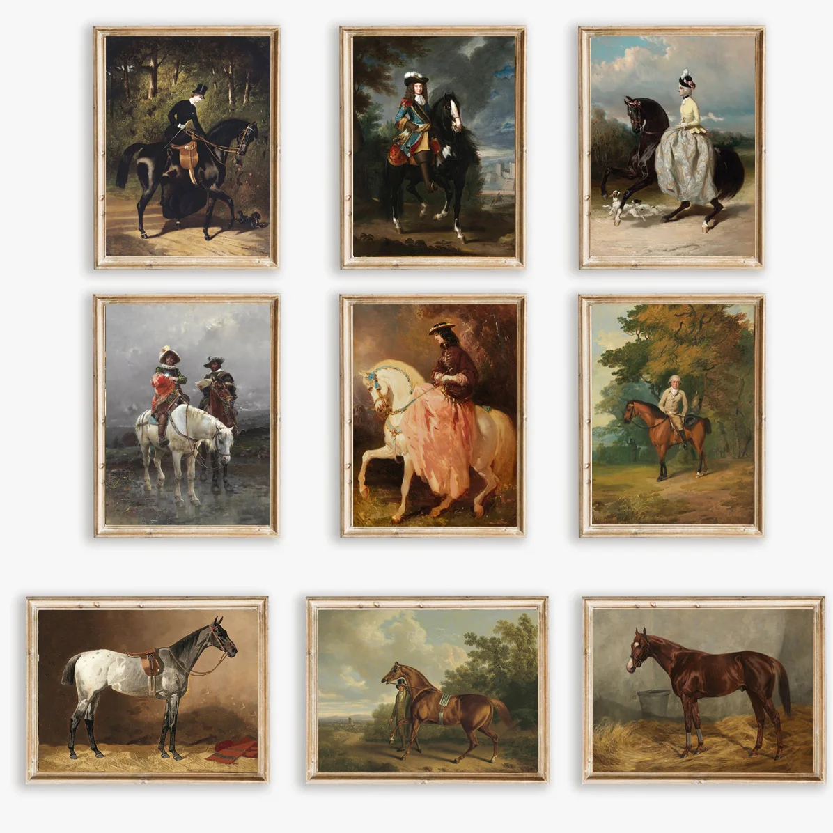 Vintage Oil Painting Grassland Horse Farm Horse Riding Noble Poster Canvas Prints Art Picture Home Room Wall Decoration Gift