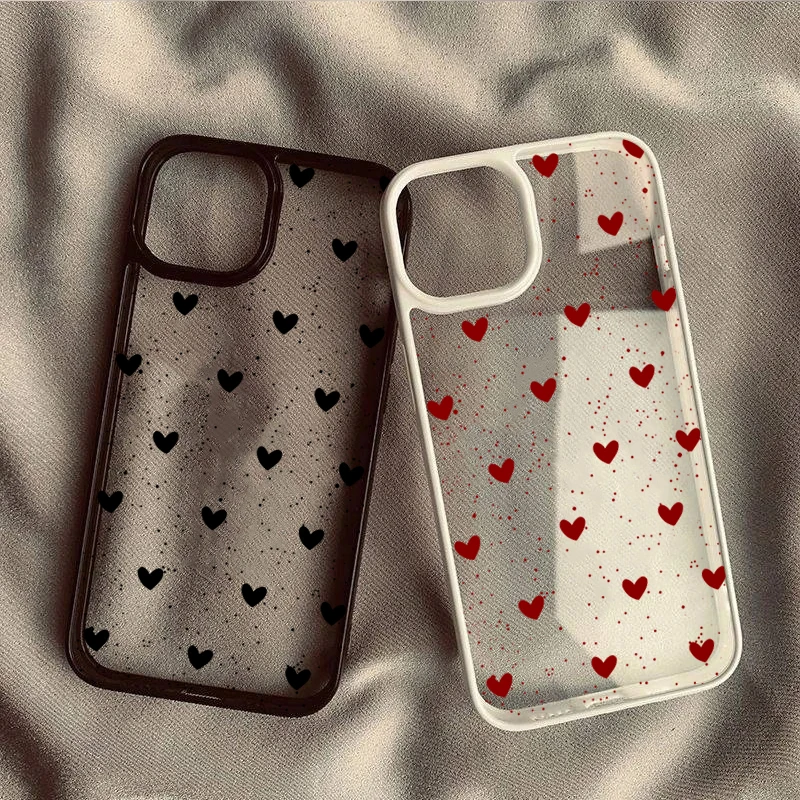 Clear Heart Print Aesthetic Case for Samsung Galaxy S26 Plus S25 Ultra S24 A56 A55 A54 A53 A35 A34 A06 A16 A15 S23 S21 FE Cover