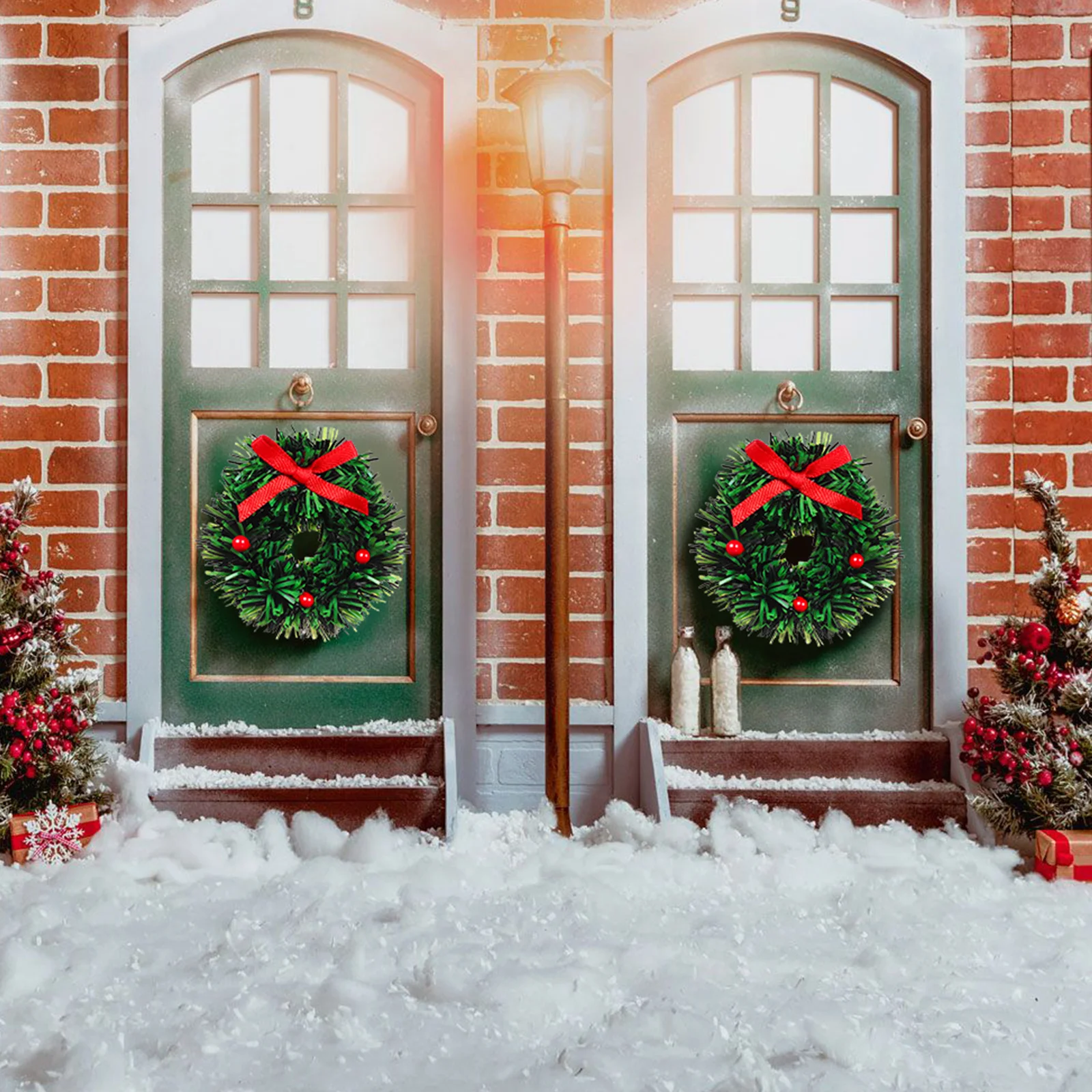 

5Pcs Christmas Mini Wreath Plastic Material Miniature Scene DIY Decoration Xmas Festival Table Decor Christmas Mini Wreath