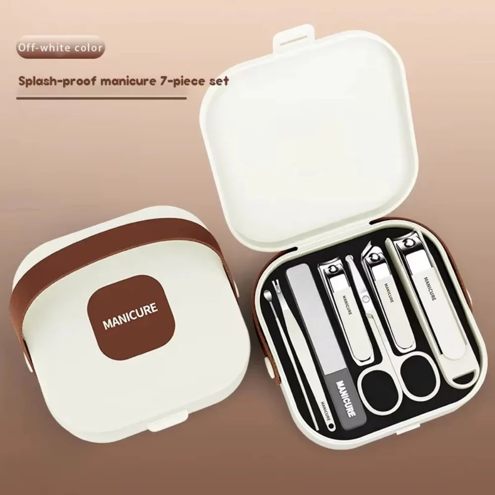 7 szt./zestaw Nowy zestaw obcinaczy do paznokci zapobiegający rozpryskiwaniu ABS Ręczne obcinaczki do paznokci Przenośne narzędzie do manicure Pielęgnacja paznokci