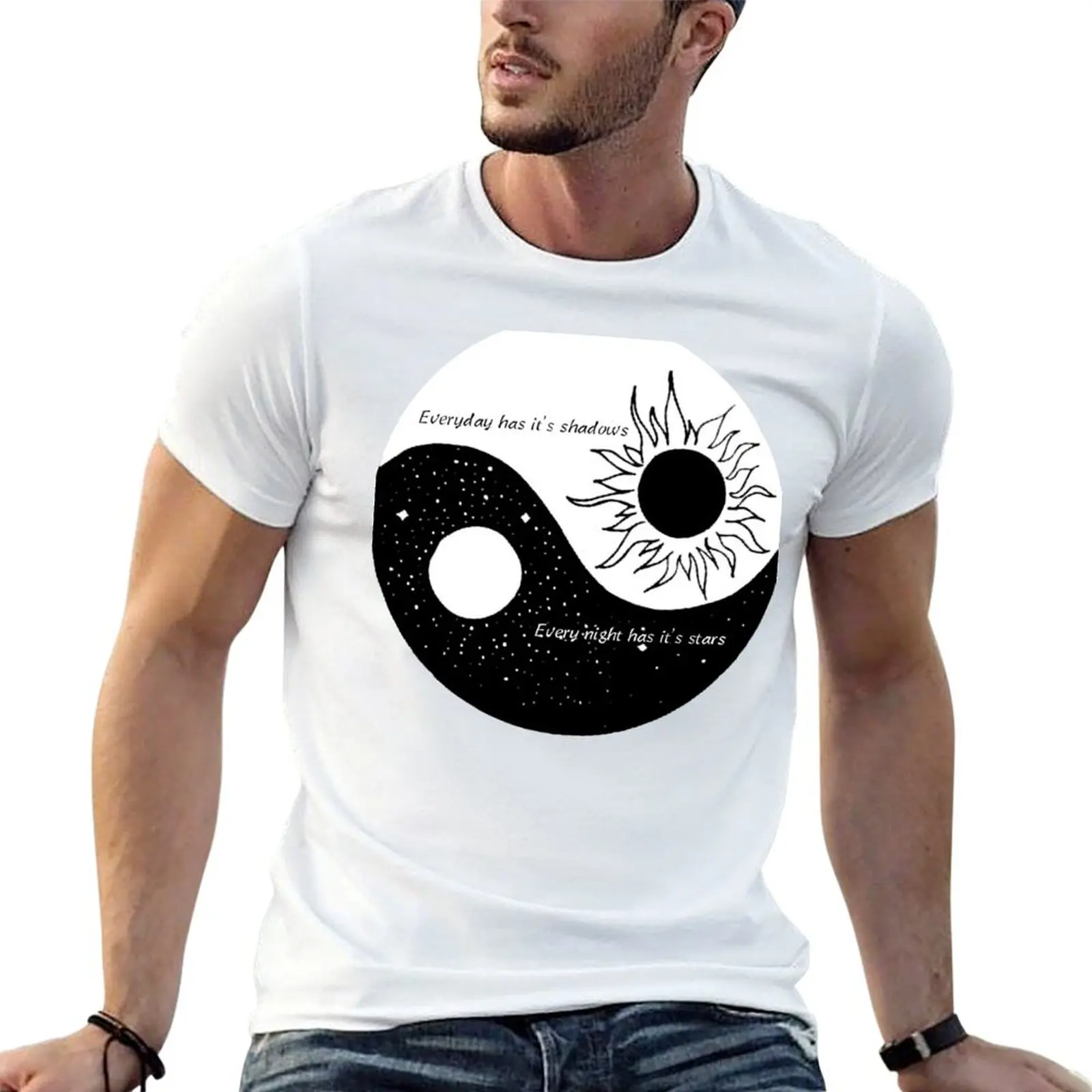 Everyday has it’s shadows, Every night has it’s stars T-Shirt All Match Print Short Sleeve Top