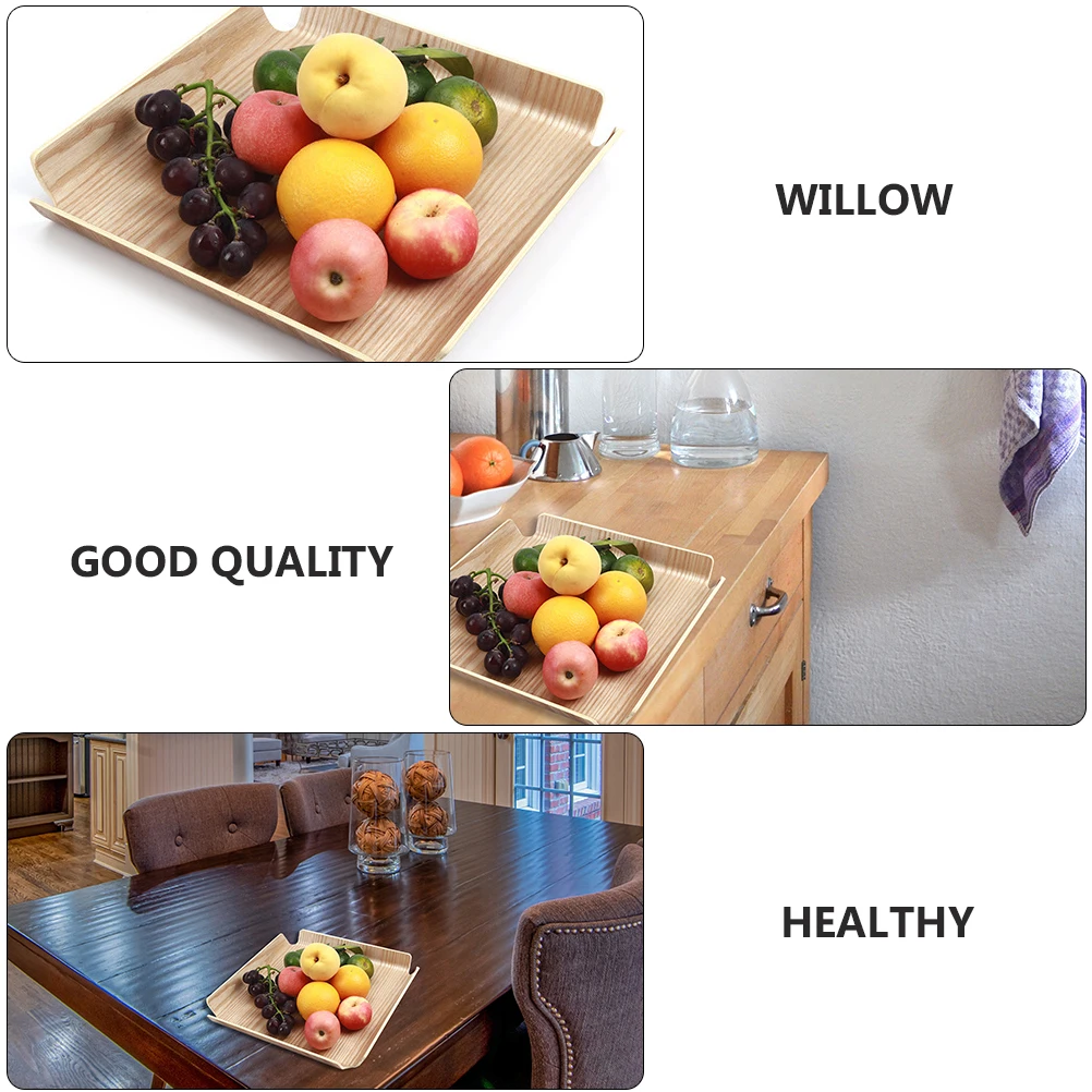 

1pc Nordic Wooden Wooden Bread Plate Large Capacity Multi Use Dessert Tray Pizza Platter Light Dessert Tray Yellow
