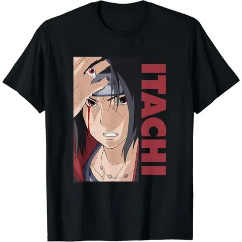 Naruto Itachi Uchiha Sharingan Anime T-Shirt for Men Women, Akatsuki Ninja Graphic Streetwear Fan Top fashion cotton T-shirt