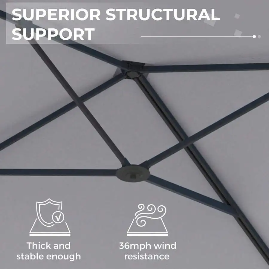 

9ft Wall Mounted Outdoor Patio Umbrella Rectangular Offset Cantilever With 180° Rotation Sun Canopy For Deck Pool Garden