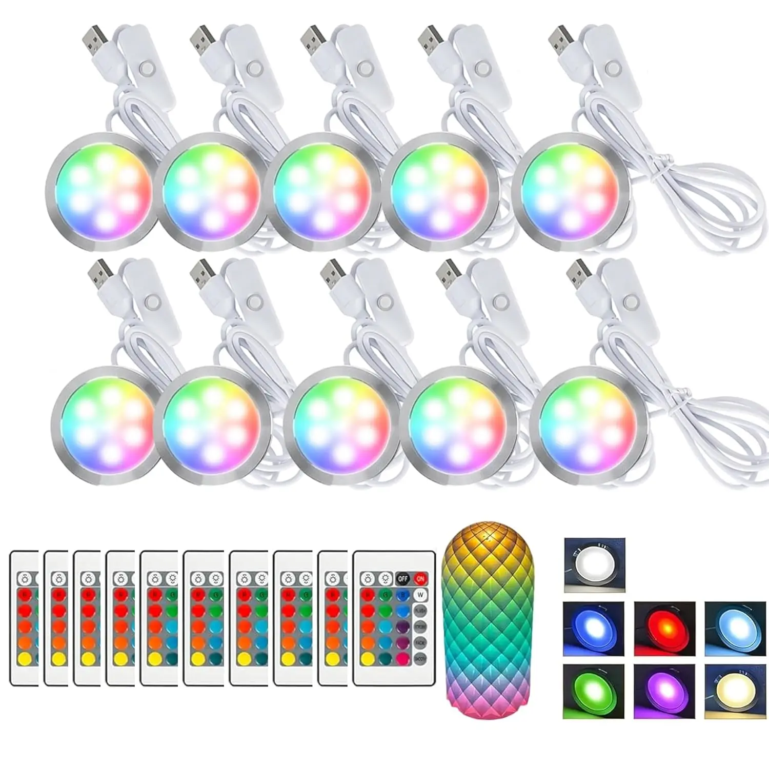 

RGB LED Lamp Kit 10 Pack for 3D Printer, Remote Control Multicolor Lights for DIY Models