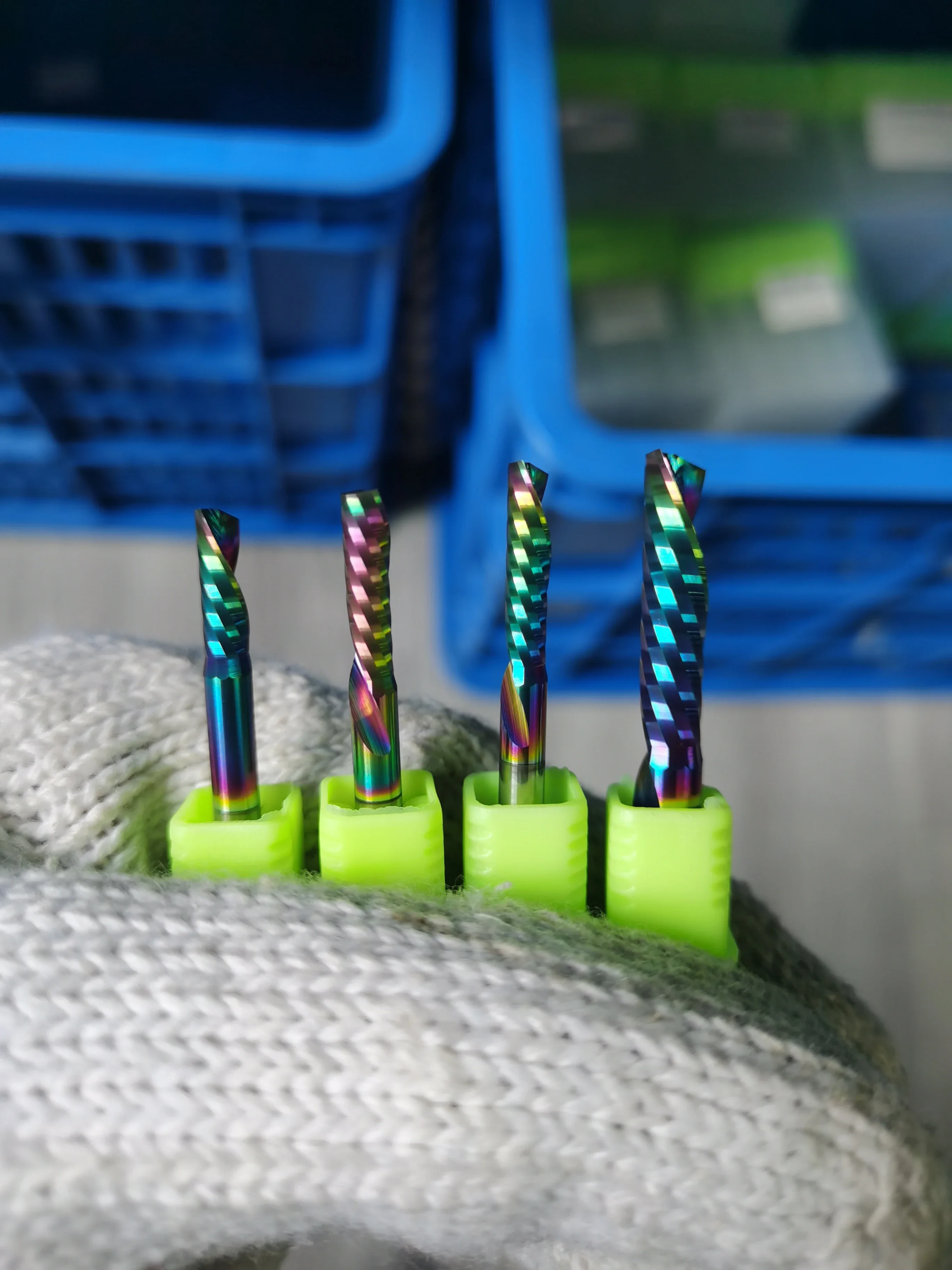10PCS Coated Down Cut Spiral End Mill CNC Router Bits Carbide Engraving Tool Set for Woodworking Durable