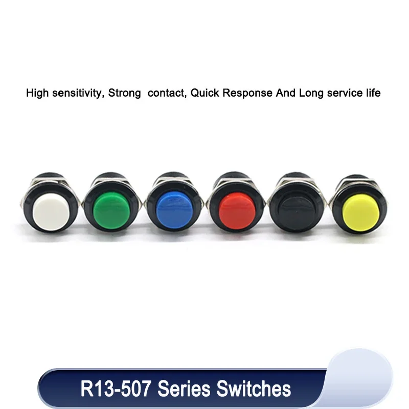 

2~50pcs R13-507 Momentary Push Button Switch 16mm Momentary 6A/125VAC 3A/250VAC Round Power Switches