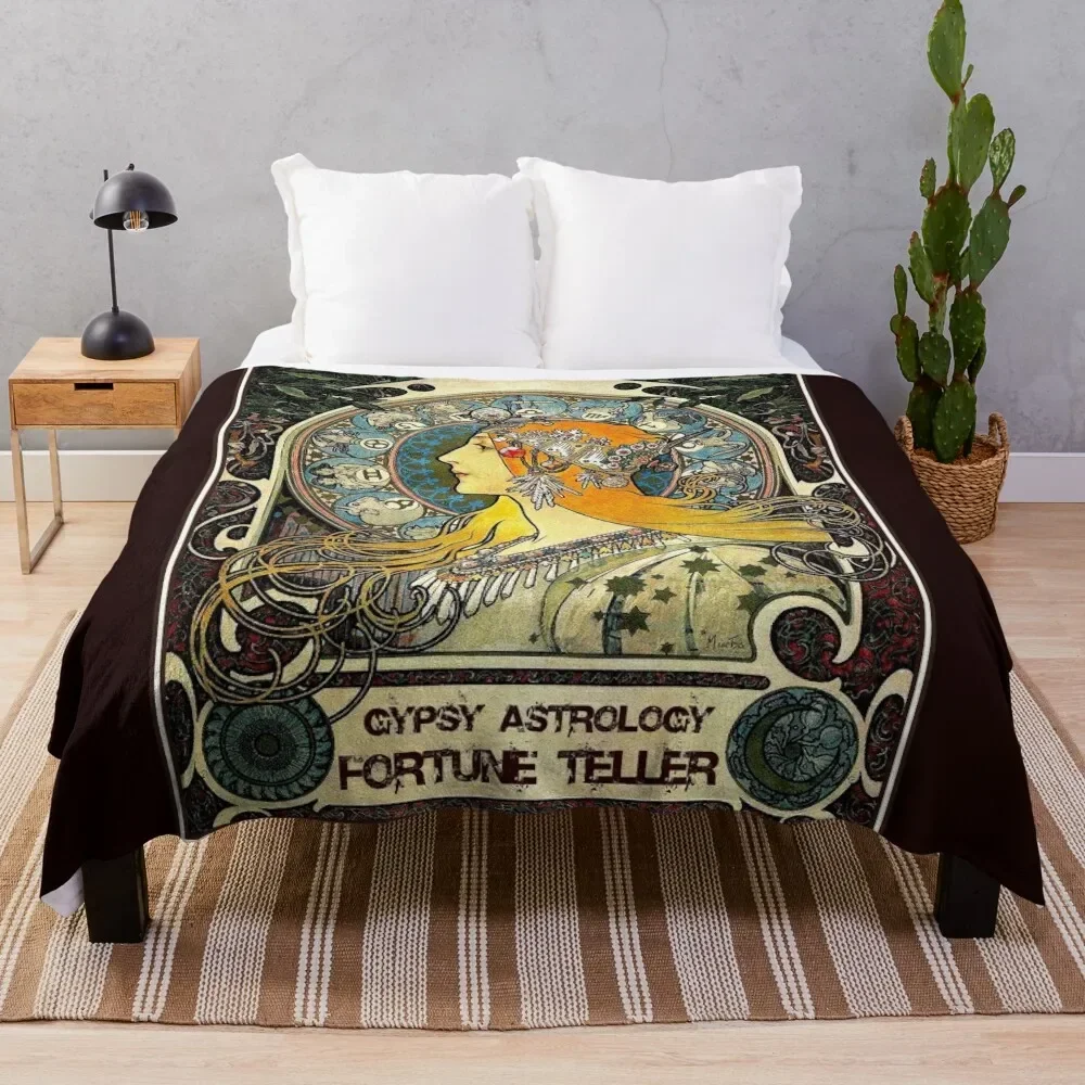 

GYPSY ASTROLOGY;Vintage Fortune Teller Print Throw Blanket Beautifuls Giant Sofa For Decorative Sofa Blankets