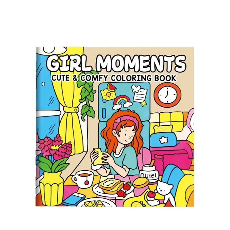 24-pagina leuk kleurboek, warme momenten voor meisjes, creatief entertainment, fantasieillustraties, handgetekend kunsttekenboek
