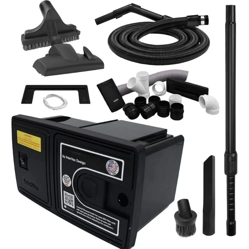 

InterVac RoadVac CS-RM RV Compact Central Vacuum System with Wall Mount Kit 35ft Hose and VacPort