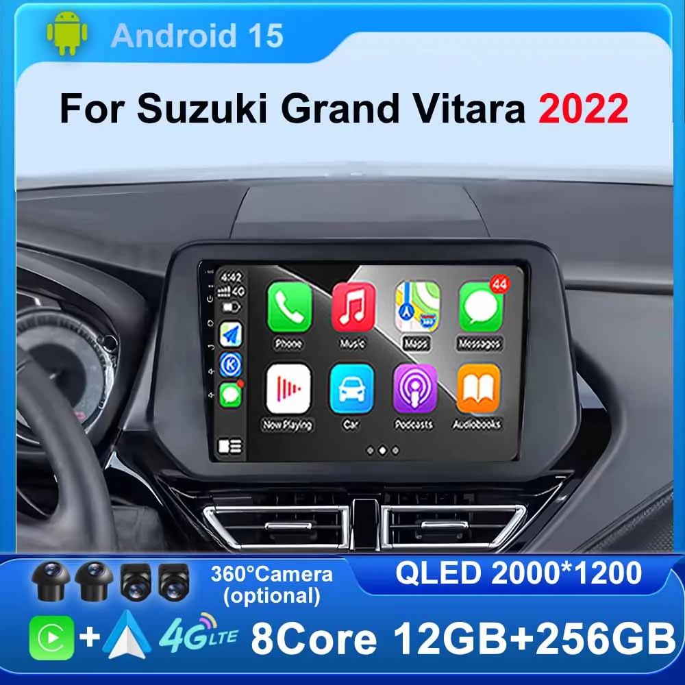

Автомобильный радиоприемник Android 15 9 дюймов для Suzuki Grand Vitara 2022 Мультимедийный видеоплеер Навигация GPS 360 Камера Авто Wirele 4G + WIFI BT