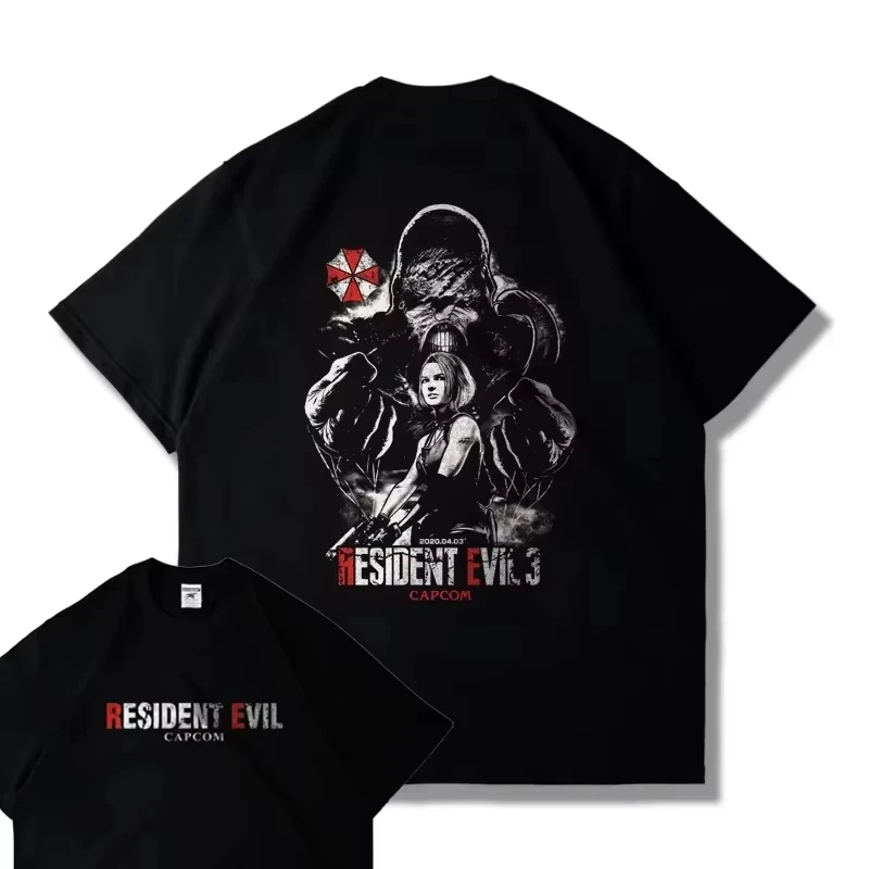 25 CAPCOM Game PS5 Resident Evil 4 Remastered تي شيرتات قصيرة الاكمام للرجال والنساء ملابس فضفاضة ليون مطبوعة Harajuku Y2k