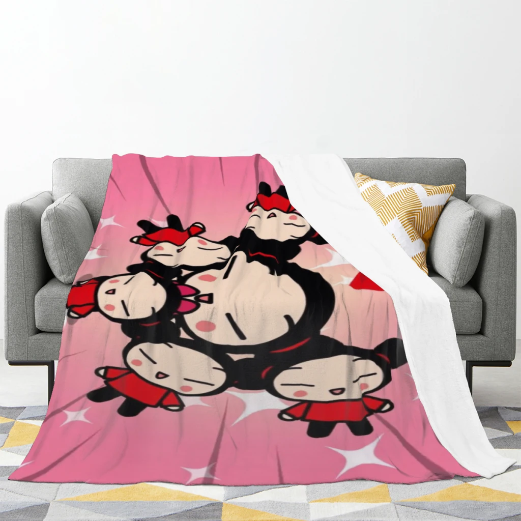 Cute Cartoon Pucca Garu Comfortable Flanne Blanket Soft comforter sets throw for Couch Warm Flannel Blankets Bedroom Décor