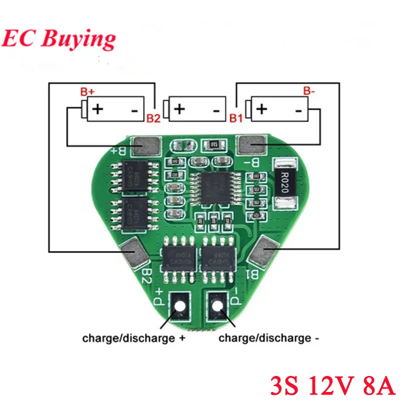 5Pcs/1pc 3S 12V 18650 Lithium Battery Protection Board 11.1V 12.6V overcharge over-discharge 8A 3 Cell Pack Li-ion BMS PCM