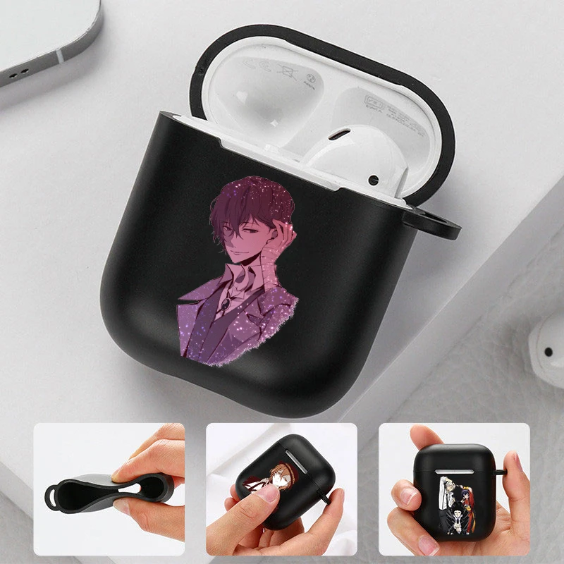 Anime Bungou Stray Dogs Dazai Osamu Soft silicone TPU Case For AirPods Pro2 1 2 3 Black Wireless Bluetooth Earphone Box Cover