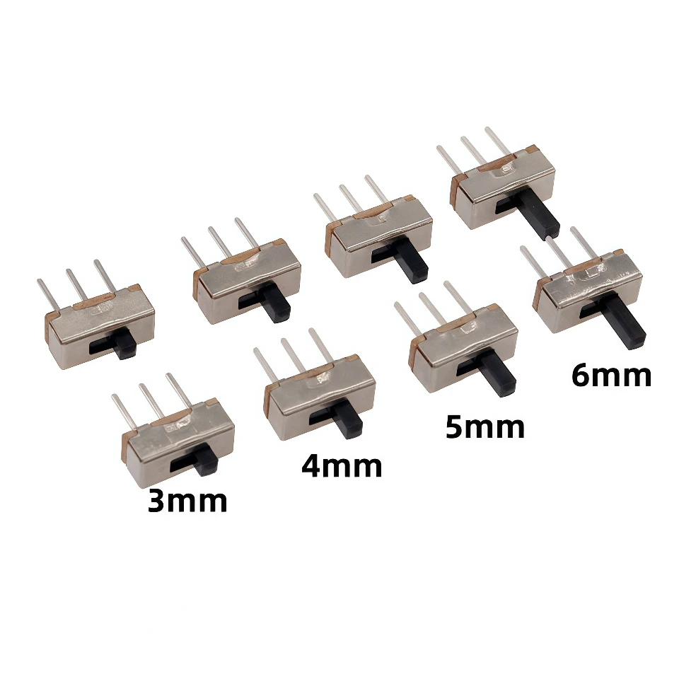 

50Pcs Interruptor On-Off SS12D00 Mini Slide Switch 3pin 1P2T 2 Position Toggle Switch Handle length 3/4/5/6mm SS12D00G4 G3 G5 G6