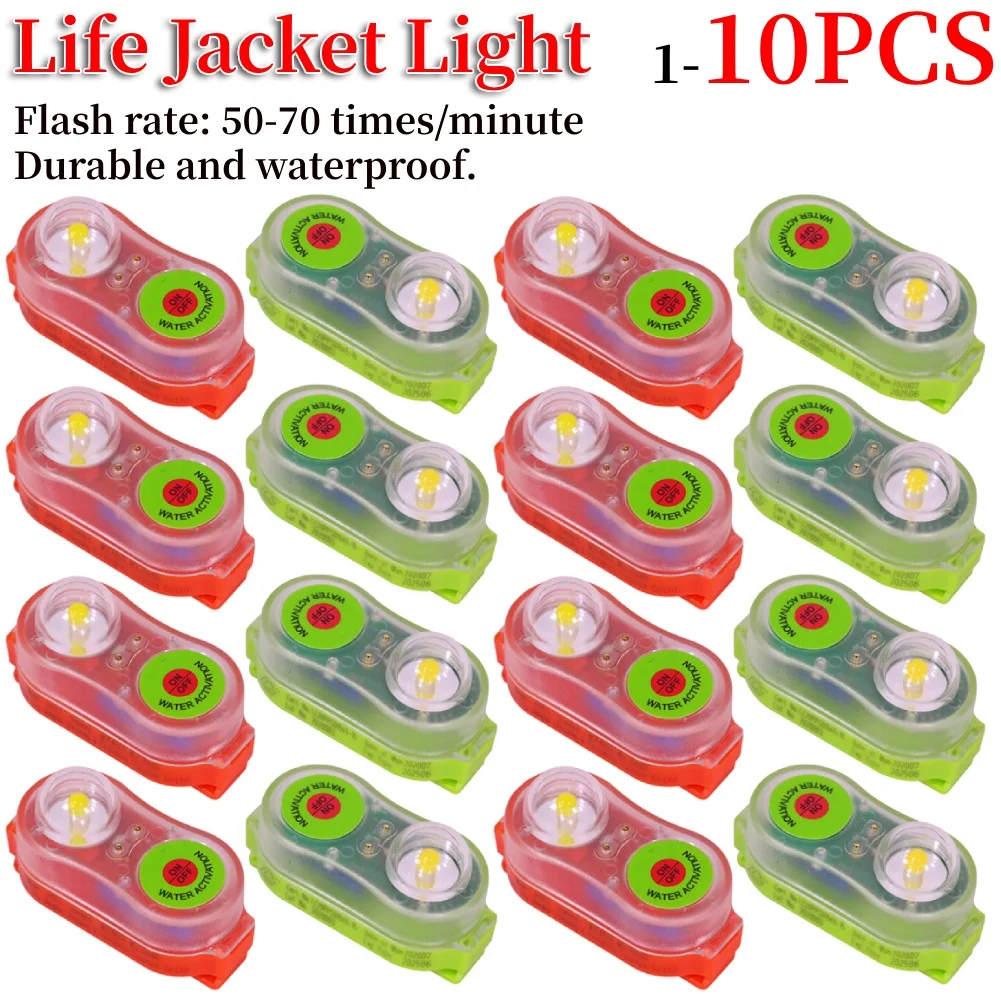 Life Jacket Light Lamp LED Lithium Seawater Self-Lighting Life Saving Flashlight Water Sports Emergency Life Vest Light Lamp